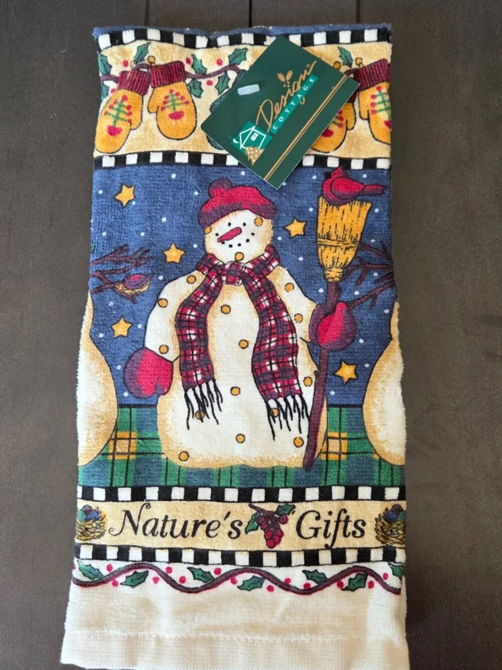 Cute Snowman Kitchen Towel Set By Design Cottage NWT